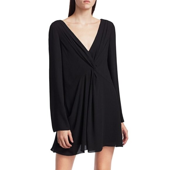 CINQ À SEPT 'Cecil' Twist-Front Crepe Dress, Black - Picture 1 of 4